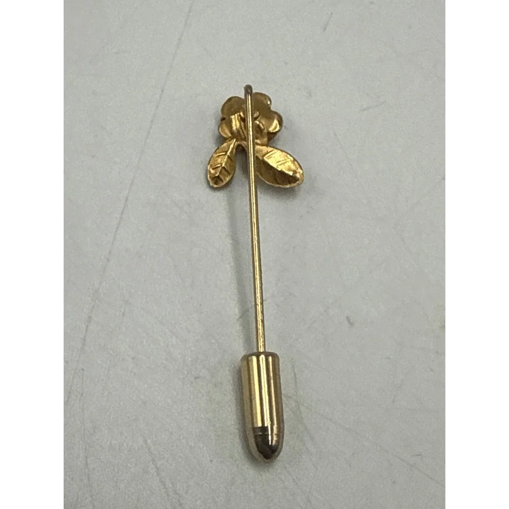 Vintage Rose Flower Stick Pin Gold Tone Floral Lapel Hat Scarf Pin with Clutch‎